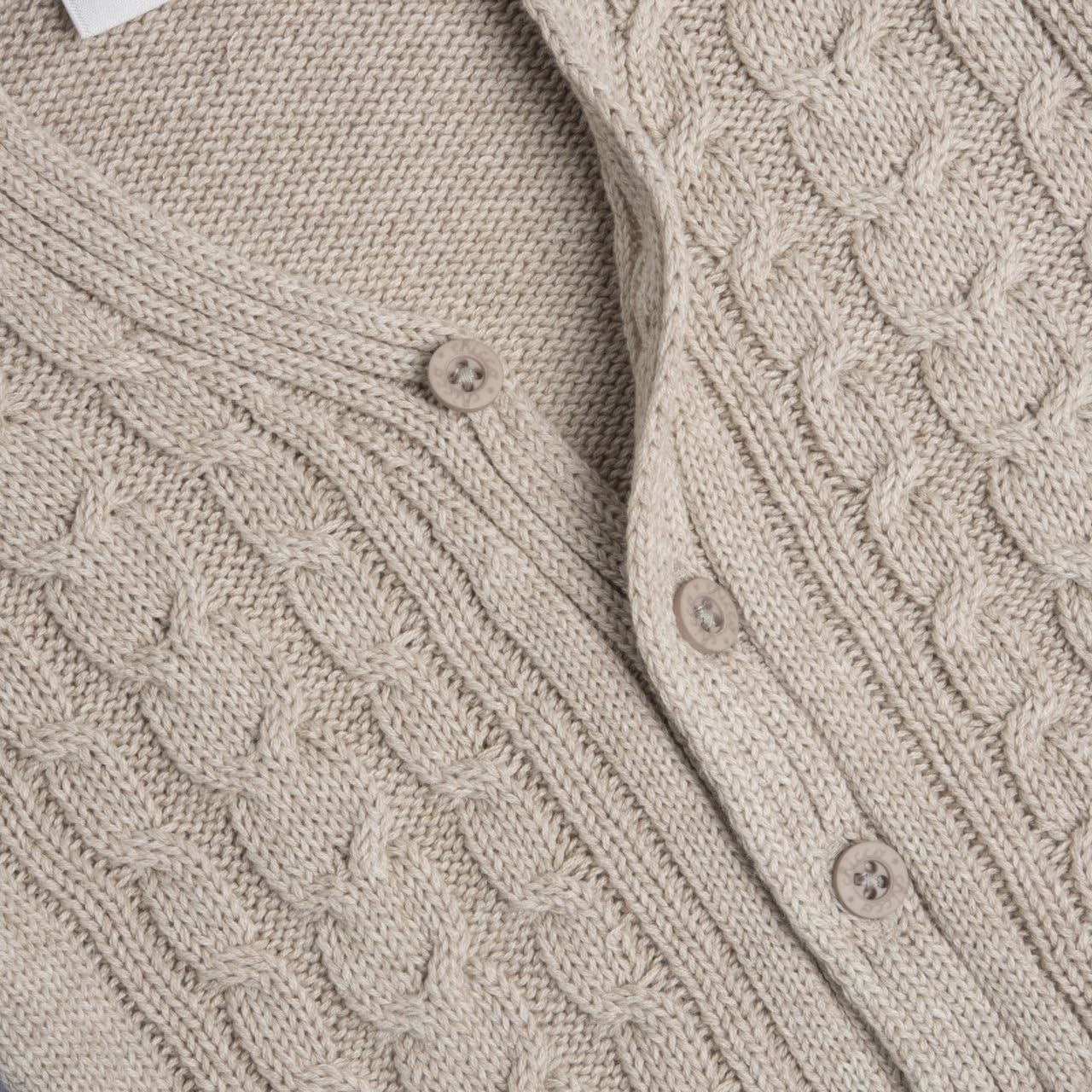Chicco, Cardigan in maglia misto cotone e lana, Beige, 3 mesi