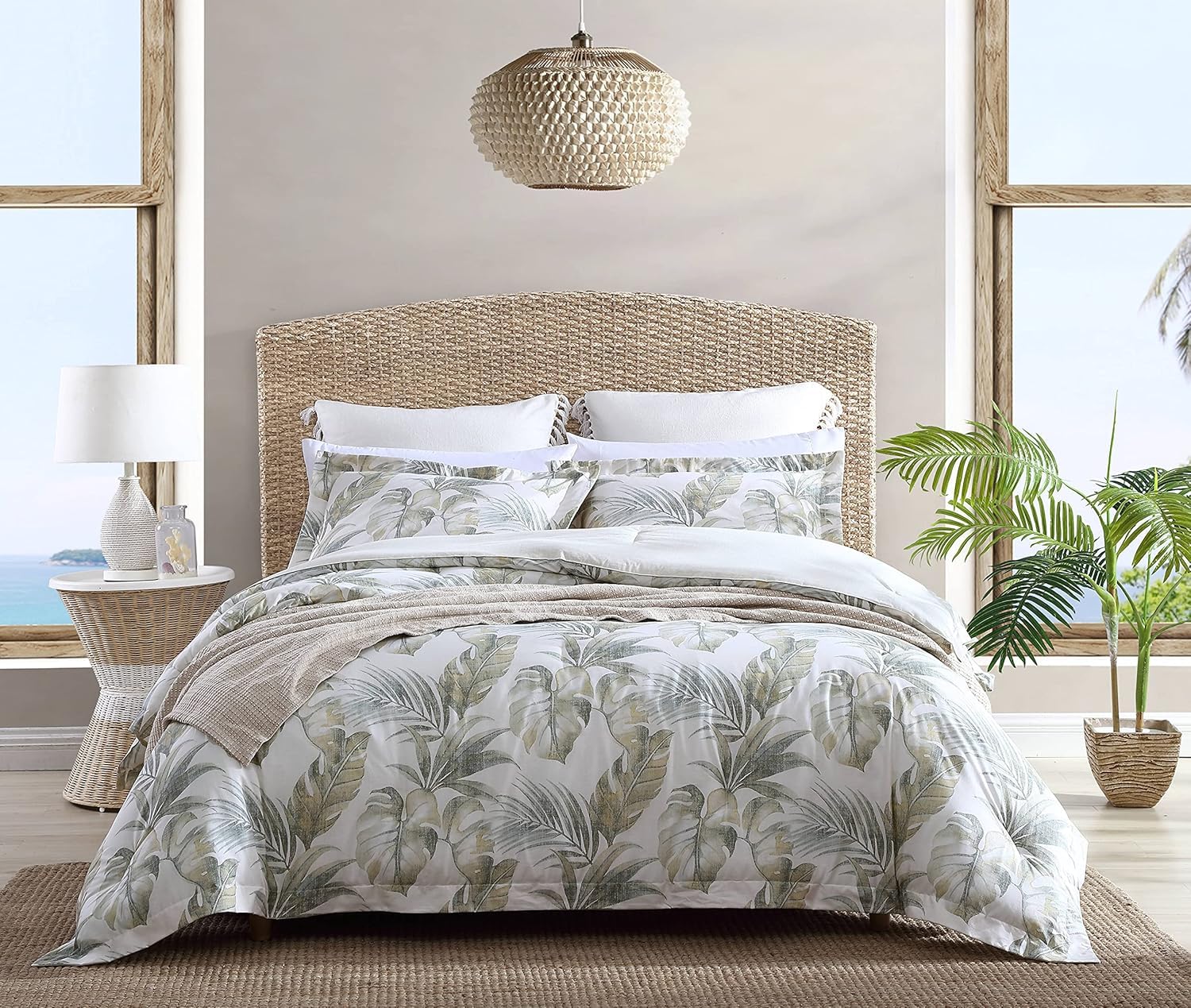 Tommy Bahama - King Comforter Set Reversible Cotton Bedding With Matching Shams Medium Weight Bedding Set For All Seasons (Waimea Bay Green King)