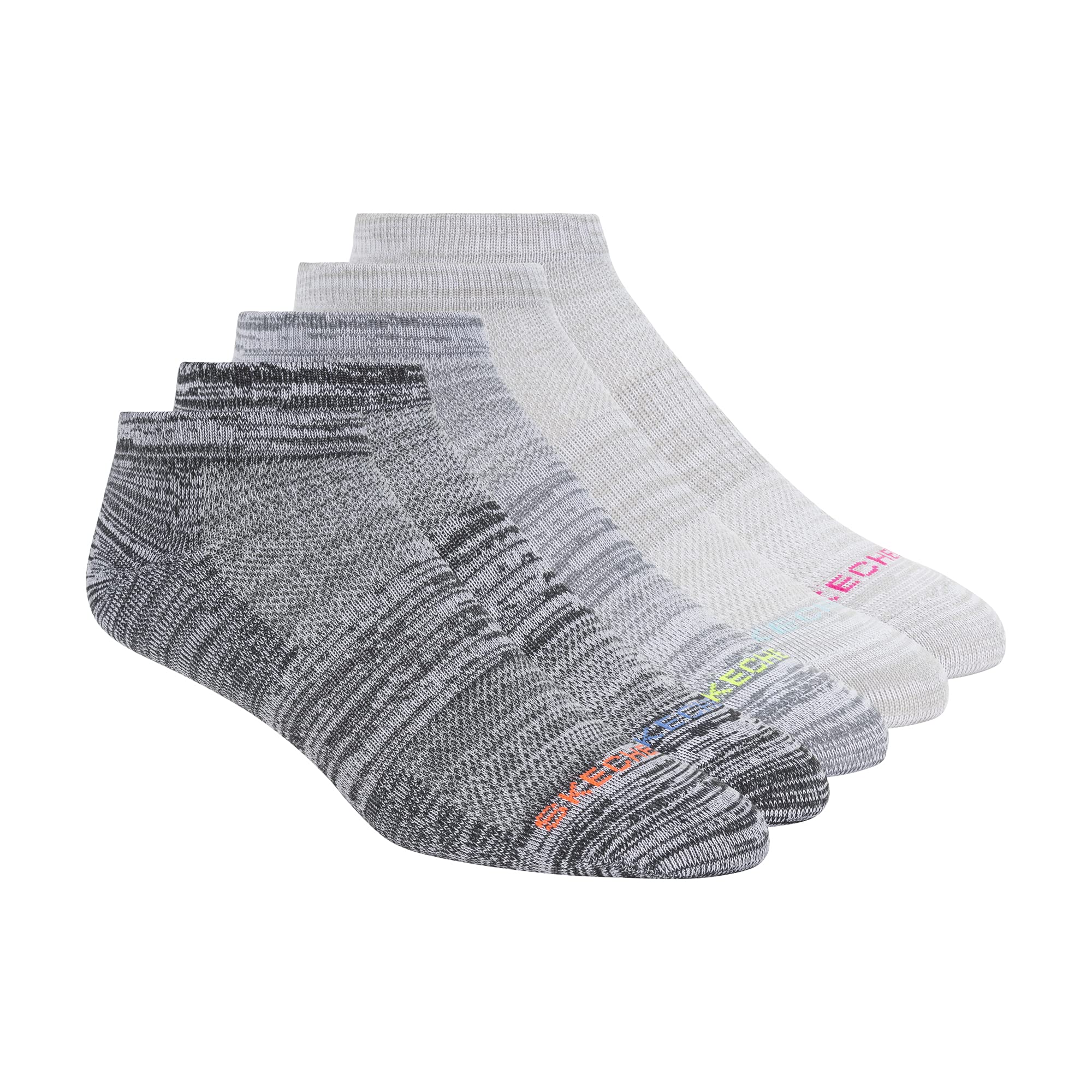 Skechers Women's 5 Pack Low Cut Socks, Steel Grey/Cool Grey, 42-44.5 EU (Pack of 5)