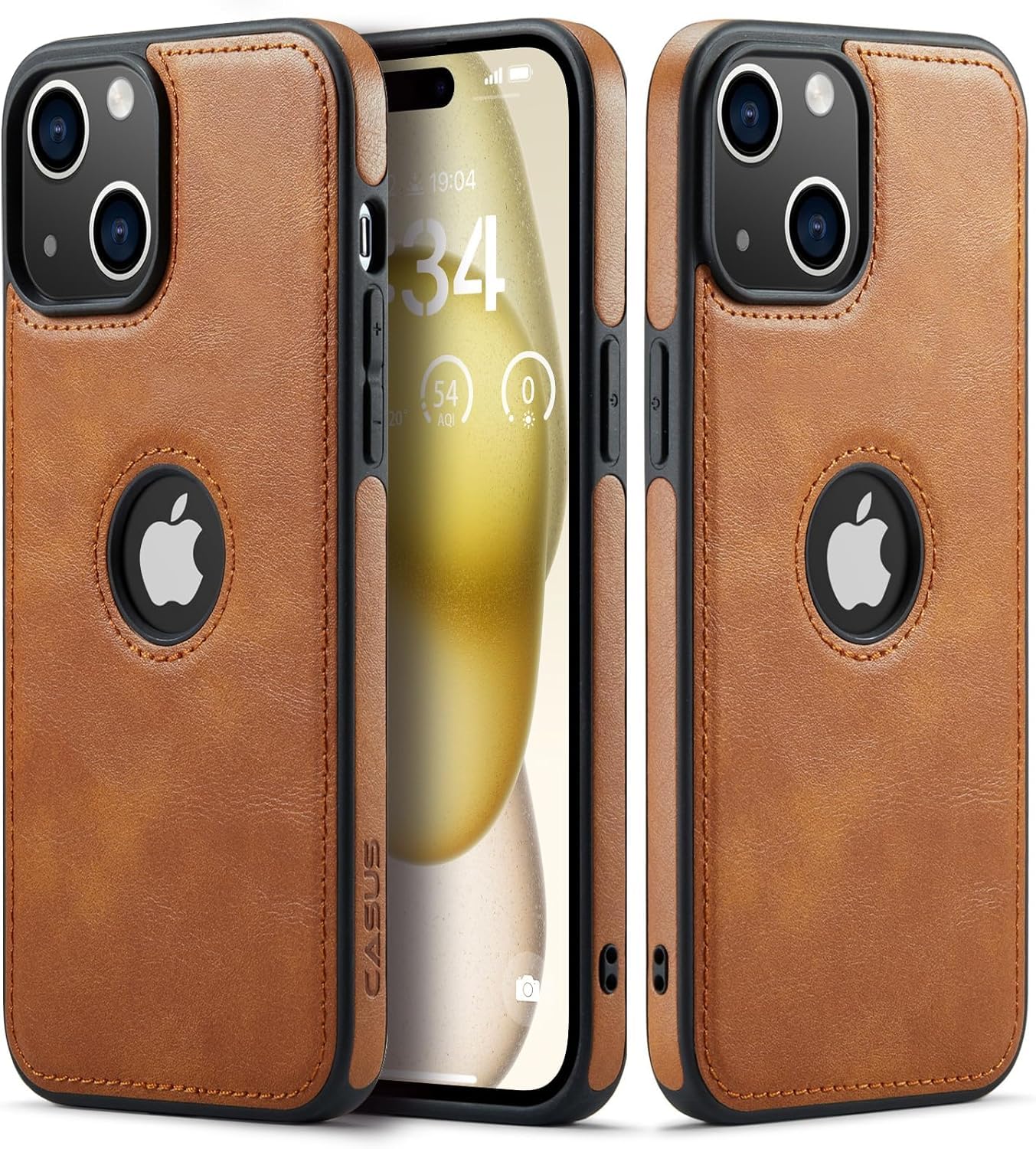 Sibada iPhone 15 Plus Leather Case with Logo Visible Premium Leather Classic Elegant Slim Case for iPhone 15 Plus Case Cover (2023) 6.7 inch Navy Blue