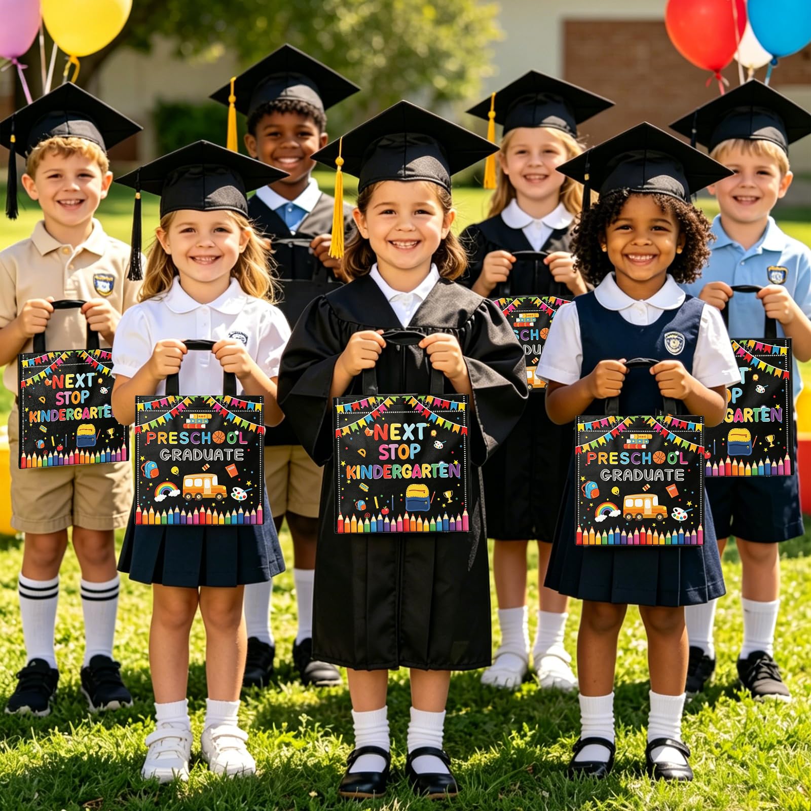 20 Pcs Preschool Graduation Gift Bags Class of 2026 Preschool Grad Treat Candy Goodie Bag pre-k Graduate Non Woven Reusable Bags for Preschool Graduation Decorations