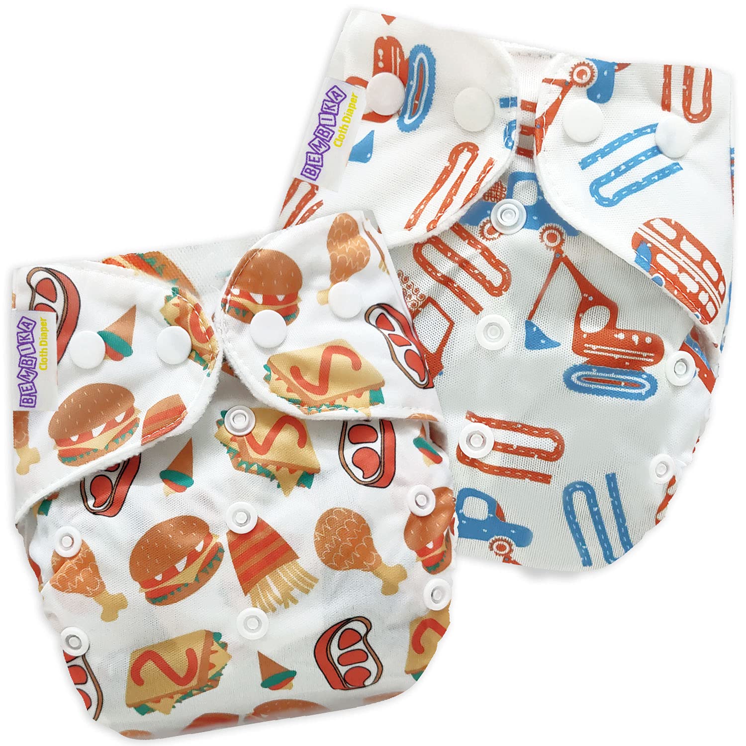 Bembika B Plus Printed Cloth Diapers for Babies, Washable Reusable, Adjustable Sizes (2 Combo) (No Inserts Included) 2M