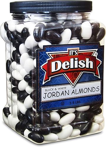 Its Delish - Almendras Jordan negras y blancas de Tuxedo de 3.5 libras | Nuez de almendra confitada con revestimiento dulce de caramelo duro,