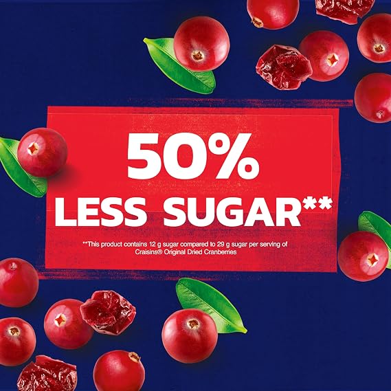 Ocean Spray Craisins, 50% Less Sugar Dried Cranberries, Dried Fruit, 20 Oz Pouch