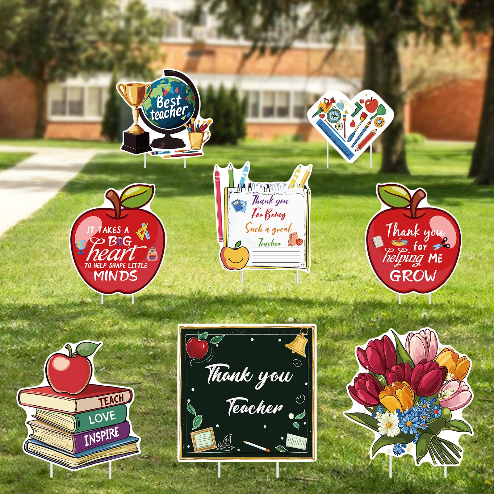 Panneaux de cour Thank You Teacher rigides contre le vent decoration pelouse