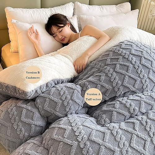 Miniatura 7 de Edredón grueso de invierno de hibisco de aislamiento súper suave, colcha de cachemira, edredón de terciopelo de doble cara súper cálido con núcleo