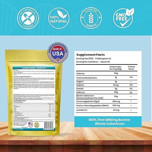 Vista 34 de BodyBoost Calostro entero, polvo de calostro 100% bovino, refuerzo inmunológico con inmunoglobulina y lactoferrina, calostro alimentado con pasto
