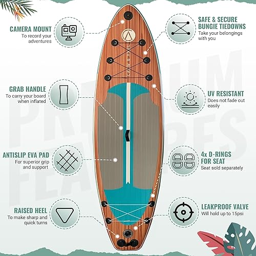 Miniatura 10 de Tabla de remo inflable Crew Axel 2024 de 10 pies 33 pies 6 pulgadas, extra ancha y ligera (18 libras), juego de SUP premium incluye 2 bolsas, paleta