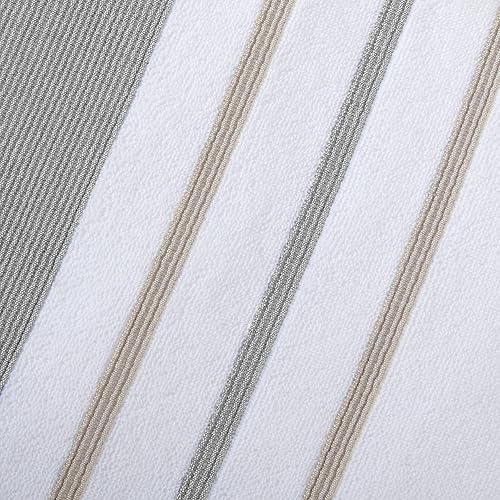 Miniatura 7 de Great Bay Home - Juego de toallas de 100 % algodón turco, a rayas, suaves, ultra absorbentes. Colección Noelle.