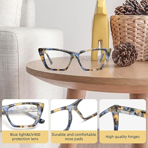 Miniatura 5 de JOO'RTI Paquete de 3 lentes de lectura con bloqueo de luz azul de ojo de gato para mujer, diseño elegante, moderno y lindo