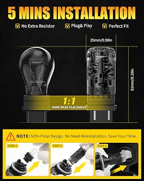 3157 Red LED Brake Light Bulbs,2500LM 30W High Power Dual-Chip Design, CANBUS Error Free Anti Hyper Flash, Super Bright 3056 3057 3156 3457 4057 4157 3157NA Brake Tail Stop Lights, 2 Pack