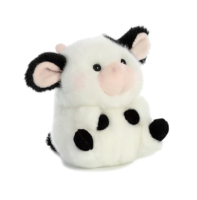 Aurora Playful Rolly Pet Daisy Cow Stuffed Animal - Compact Size for On-the-Go Fun - for Adults Kids