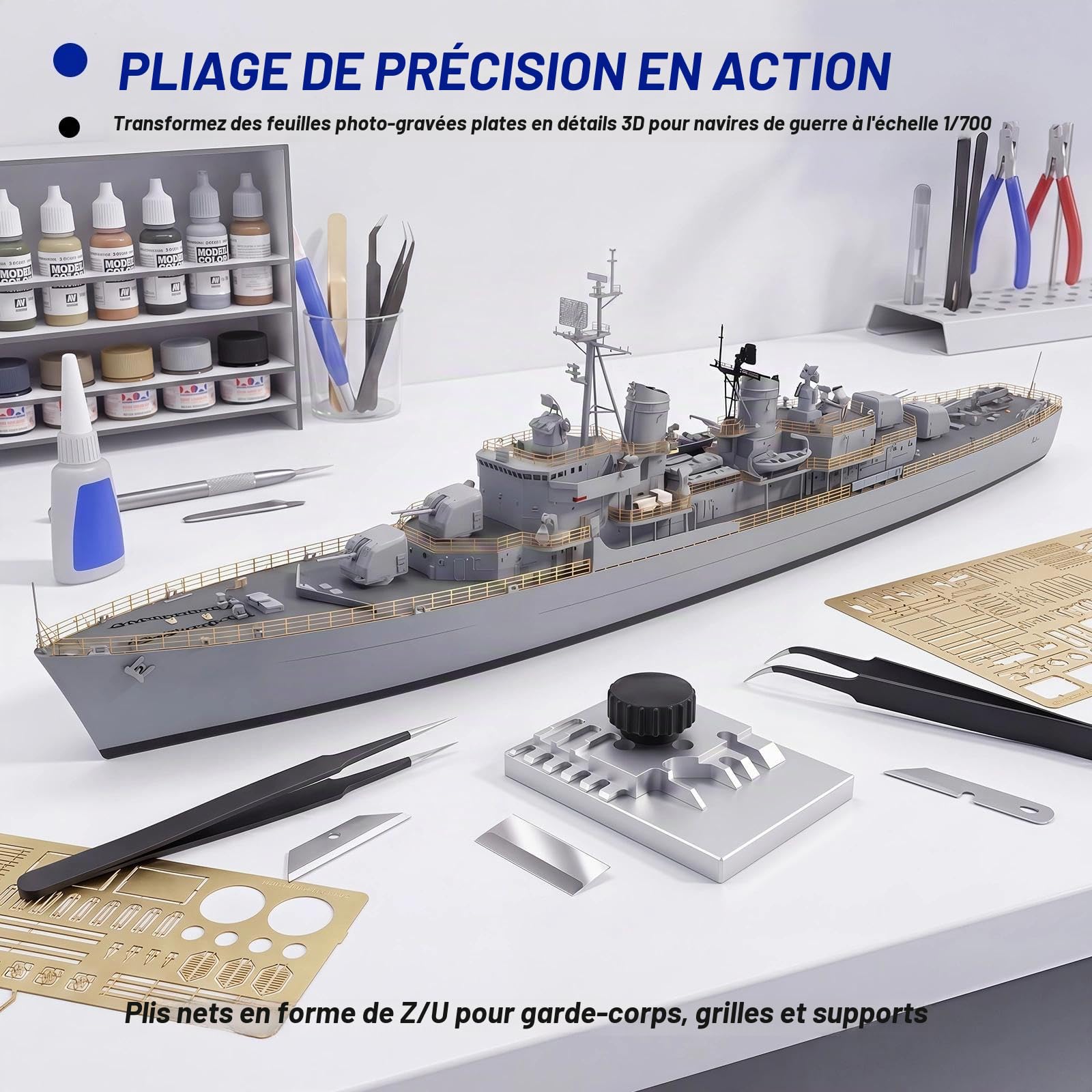 Cintreuse en métal pour pièces gravées photo - Outil de cintrage en métal - Outil de pliage pour modélisme, accessoires de loisirs créatifs (4552)