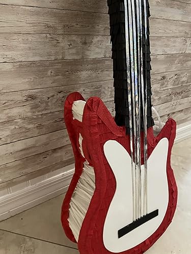 Miniatura 3 de Electric Guitar Piñata -Party Supplies- 28" x 12" x 4" - Red Color - Holds 4lbs of candy - Perfect for Birthdays, music parties, Photo Prop - Fits