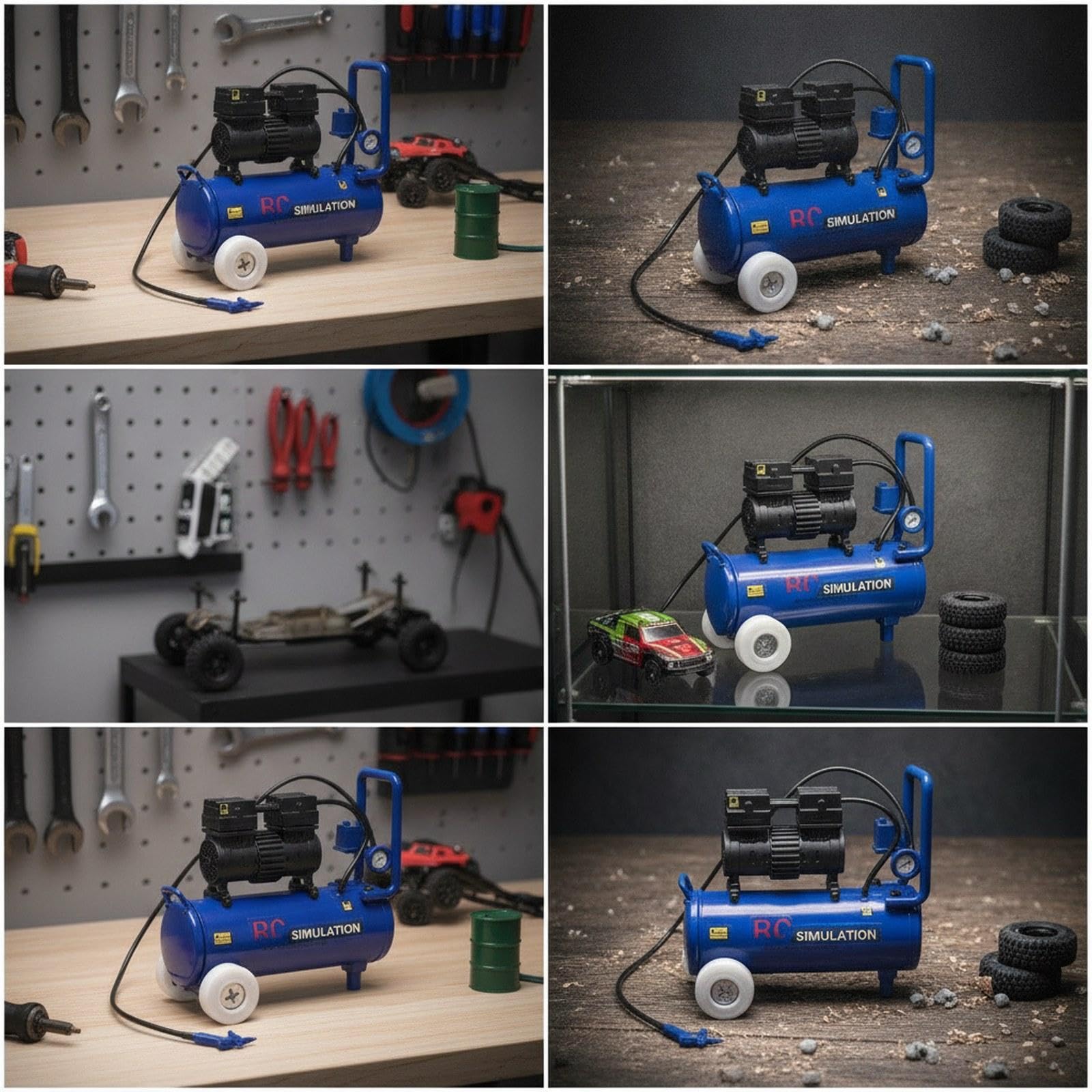 MagiDeal Pompa di Simulazione per RC Crawler, Manutenzione Decorativa, Modifiche Fai da Te, Pezzo di Ricambio, Mini Compressore, Pompa per 1:10, Blu