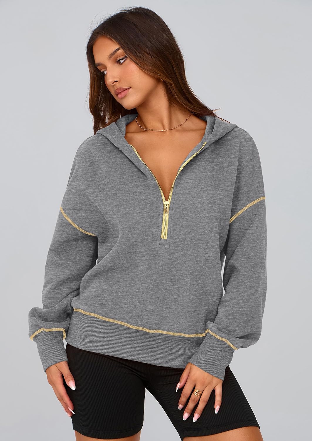 PRETTYGARDEN Women's 2026 Fall Hooded Sweatshirts Long Sleeve Half Zip Cropped Hoodies Pullover Winter Fashion Clothes - Image 7