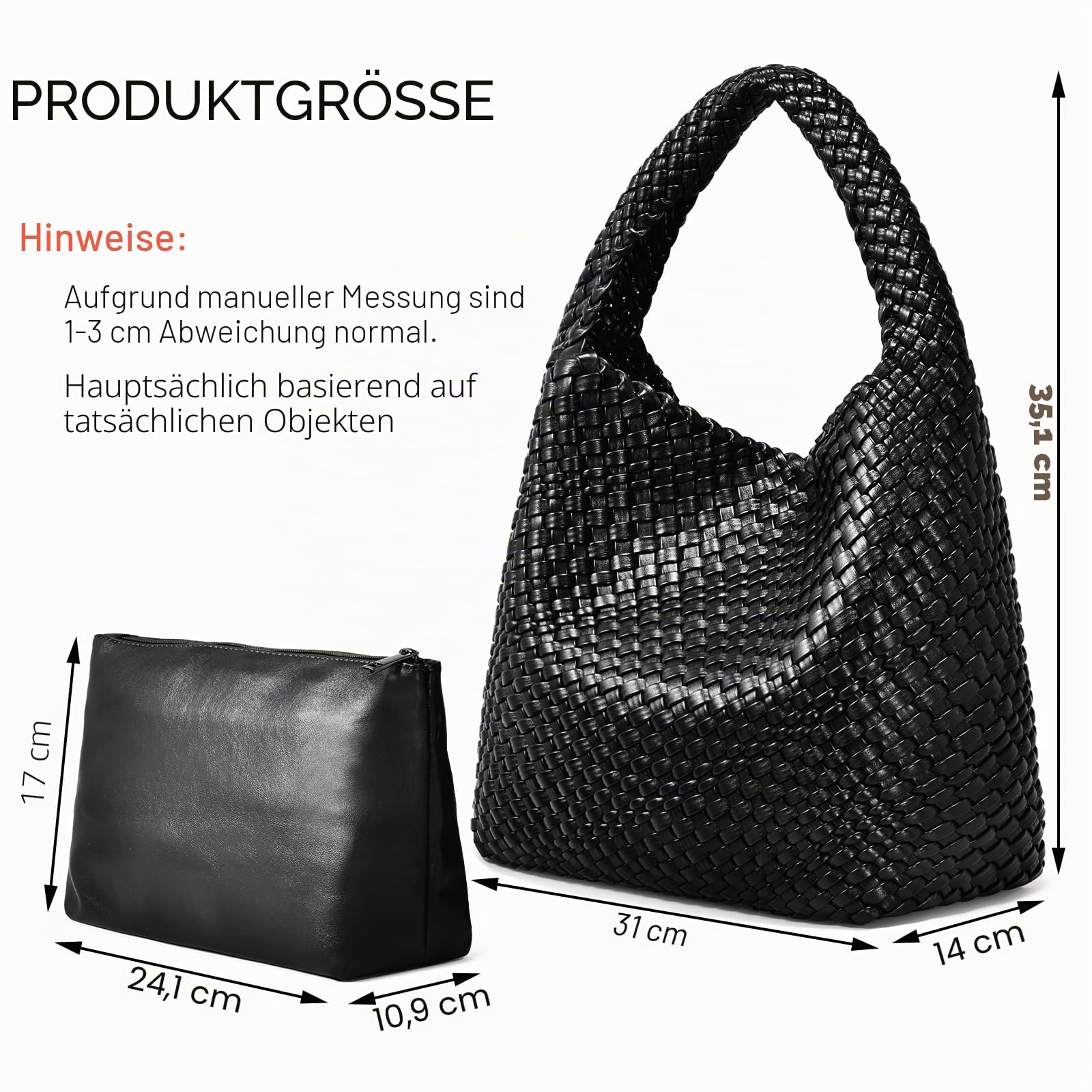 oscaurt Tragetasche für Damen, gewebte Ledertasche, gewebte Tragetasche, Damen-Handtaschen, Schultertaschen, Einkaufstasche, Top-Griff, Tasche mit Beutel, Geldbörse