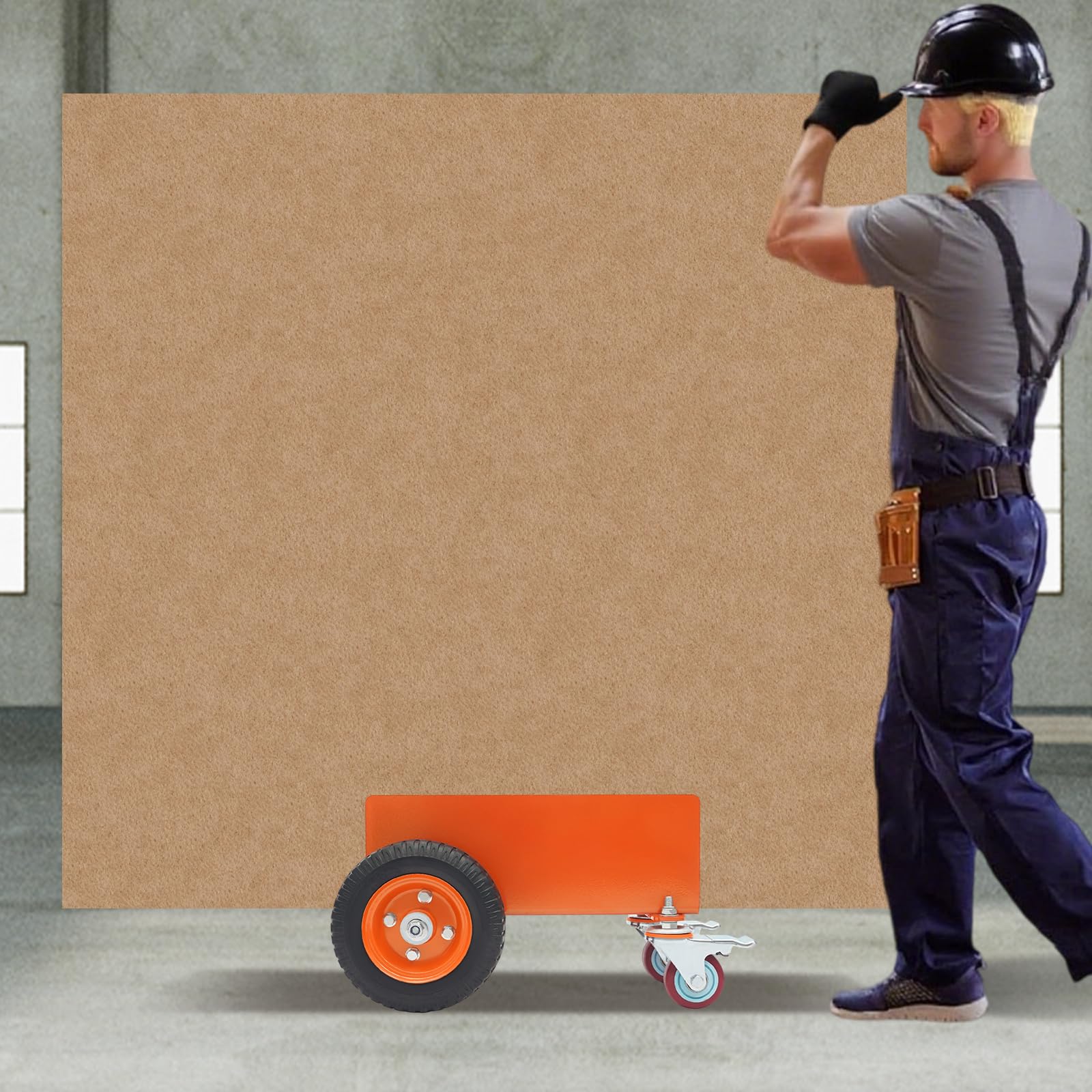 Carrello con morsetto a pannello, 300 kg, capacità di carico, in acciaio, con ruote universali, per cartongesso, 45 x 31,5 x 25,5 cm