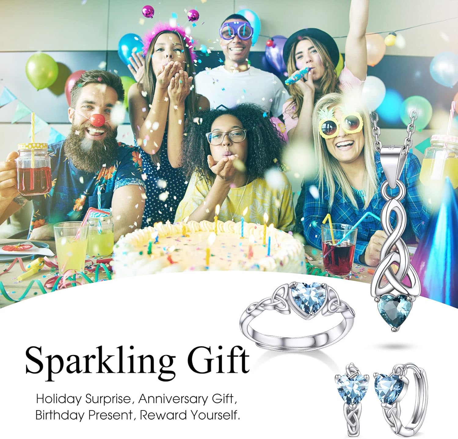 Bestyle Sterling Silver Celtic/Claddagh Birthstone Ring for Women, Hypoallergenic Celtic Silver Ring for Women, Adjustable Open Silver Thumb Ring, Love Promise Ring for Her, Great Birthday Gift - Image 6