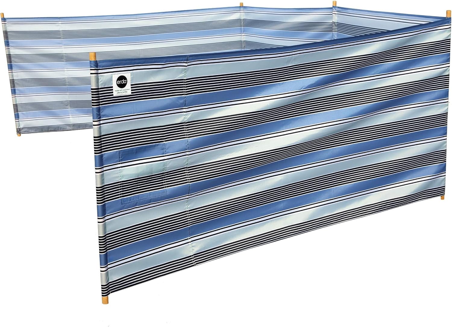 ERDA Surf Stripe Pro Beach Recycled Polyester Rip-Stop 20 ft Lightweight Windscreen, Privacy Screen, Wind Blocker, Free Matching Shoulder Bag (New Mahogany Wood Poles)