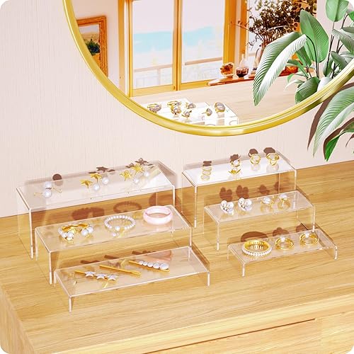 Miniatura 6 de NIUBEE Soporte de Exhibición de Acrílico, 3 Piezas 30 cm Grandes Soportes de Acrílico, Soportes Rectangulaes Transparentes para Caramelos, Postres,