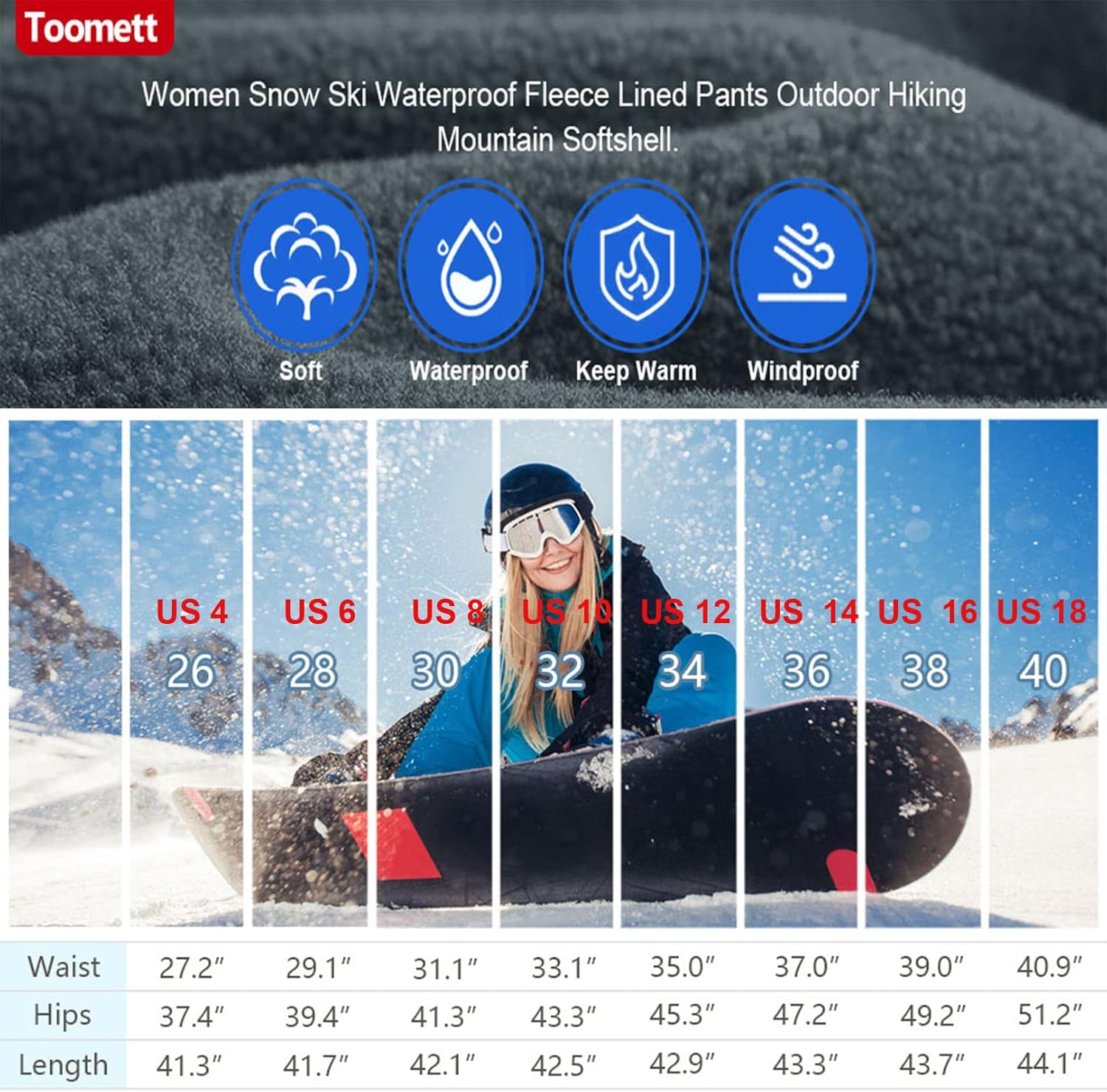 Women's Snow Hiking ski Waterproof Fleece Lined Outdoor Cargo Pants Softshell Winter Warm Pants with Zipper Pockets : Clothing, Shoes & Jewelry
