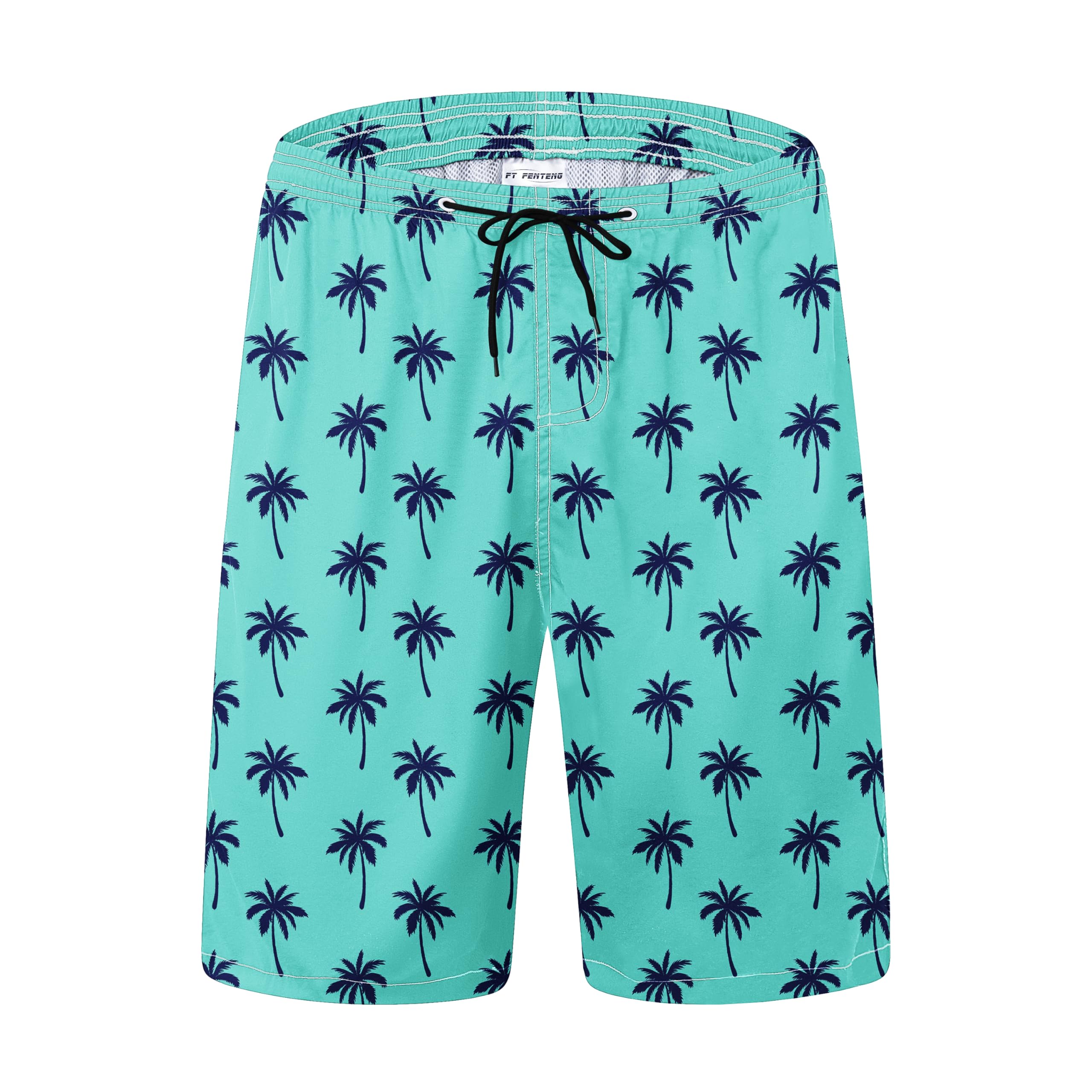 FT FENTENGMens Swim Trunks Quick Dry Board Shorts with Mesh Lining, Breathable Fit Hawaii Beach Shorts Swimwear Bathing Suits