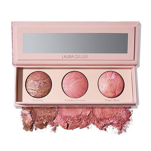 LAURA GELLER NEW YORK Geller's Greatest Better Than Ever - Trío de paletas de rubor marmoleado de 3 piezas Blush-n-Brighten