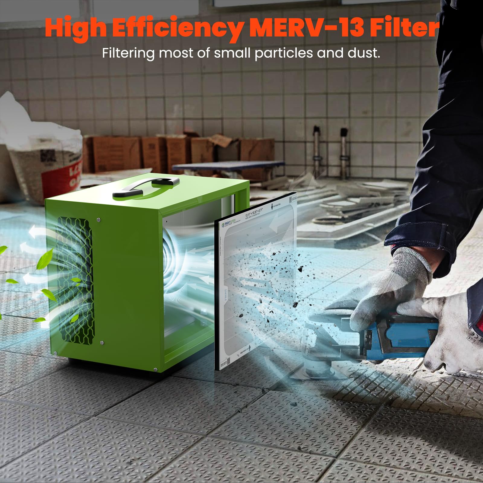 Sistema de filtración de aire 780 CFM, colector de polvo portátil