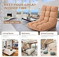 Vista 77 de Silla plegable para juegos de suelo de 14 posiciones, acolchada y ajustable, con algodón transpirable y terciopelo coral agradable a la piel