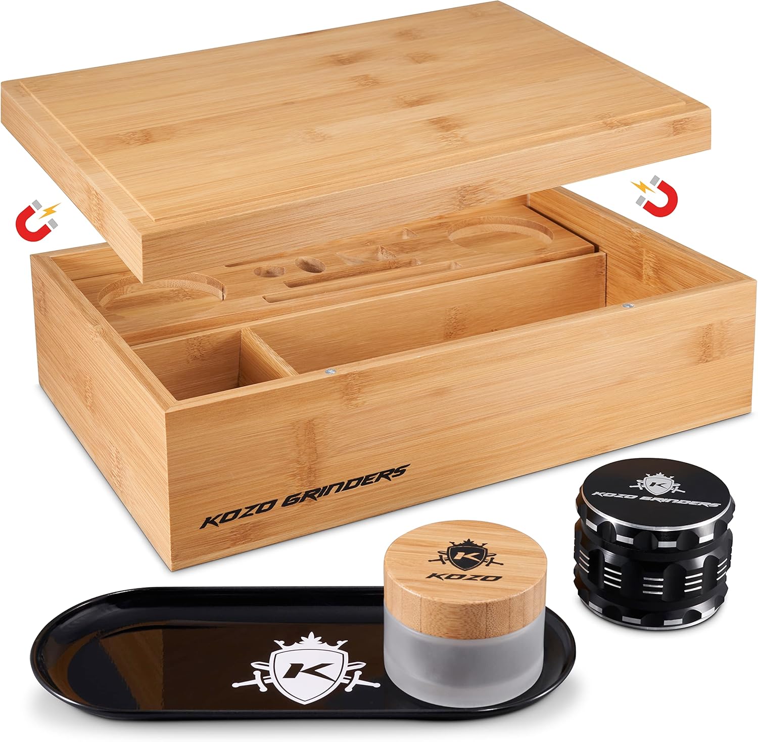 Kozo XL Bamboo Wood Box Kit with Top, Tray