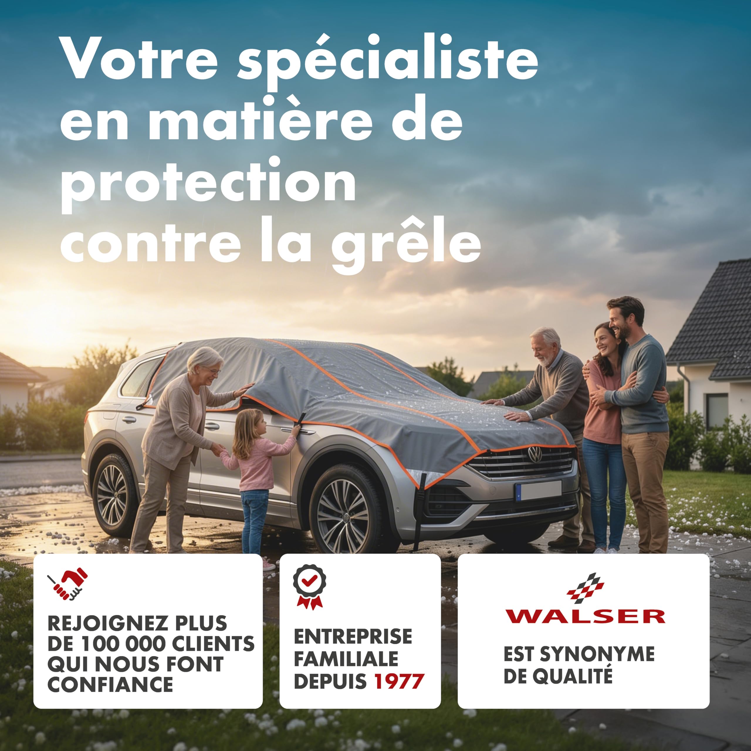 WALSER Protection grele Camping-Car/Caravane Perma Protect, Garage Anti-grele Taille Universelle, Housse Protection vehicule Loisirs - Taille L (350 x 290 cm) Gris