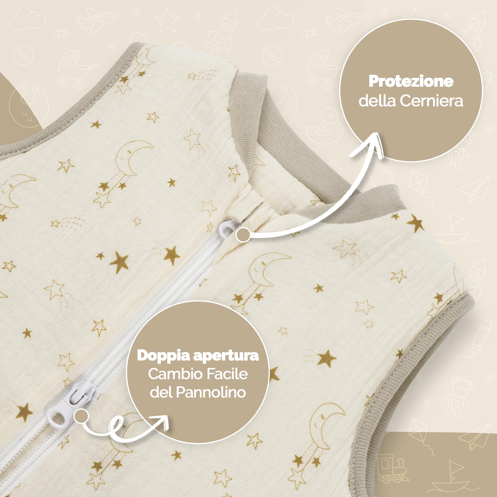 Juicy Bumbles Sacco Nanna con Piedini 2.5 Tog Imbottito in Garza di Cotone - Sacco Nanna Invernale 1-4 Anni - Sacco Nanna 2.5 Tog con Gambe Sacco Nanna Autunno Inverno