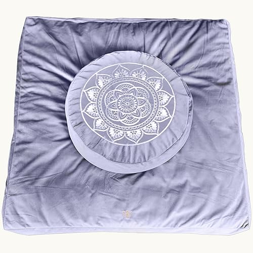 Florensi Cojín de meditación Cómoda almohada de suelo Almohada tradicional tibetana de meditación con hermosa funda de terciopelo Cojín de suelo