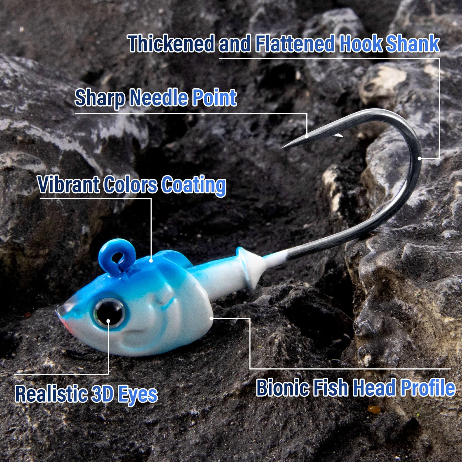 Alwonder Kit di 15 esche da nuoto per pesca in acqua salata, con occhi 3D, in acciaio ad alto tenore di carbonio, per surf, pesca a traina, pompano, passera, spigola, sciopero, sgombro