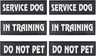 Lnrkai 6PCS Reflective Dog Patch with Hook Backing, Detachable Dog Patches for Service Vest Dog Harness, Reflective and Removable Dog Tags Durable and Interchangeable-Multiple styles (Combination 1)