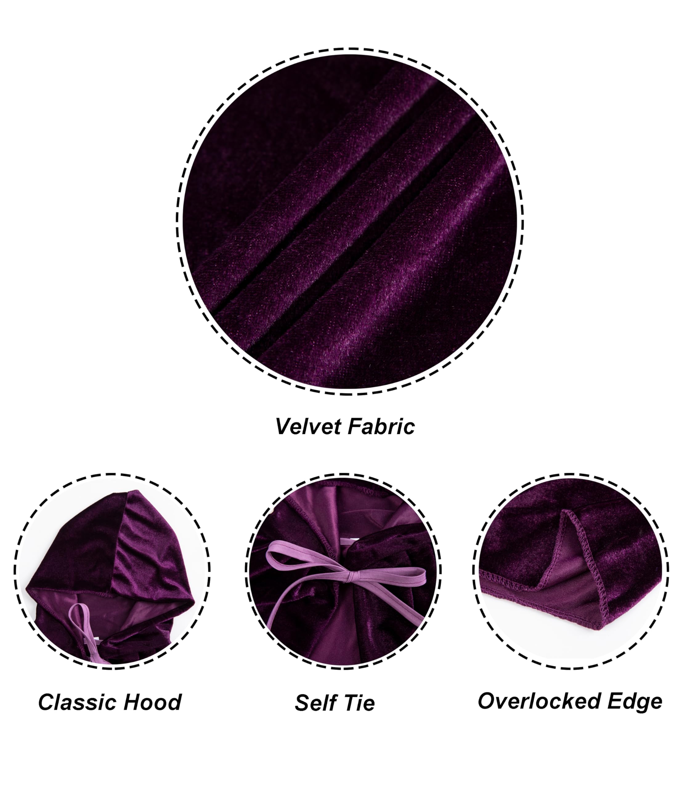 Quxiante Anime Cosplay Costume Women, Purple Cape Cloak Robe Accessories Set Halloween: Purple Wig Small