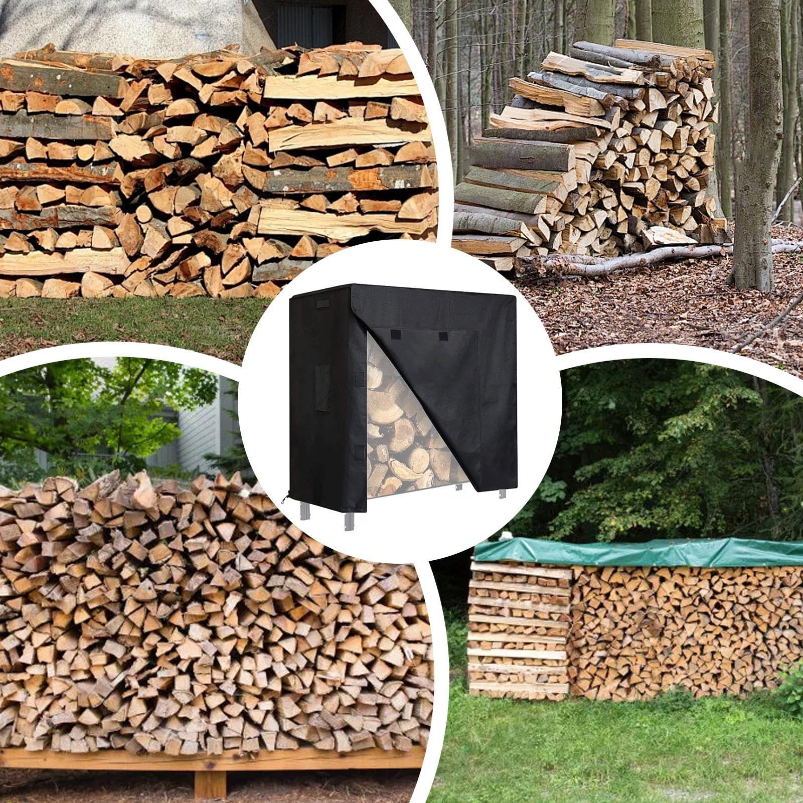 Support à bûches de bois de chauffage avec couvercle imperméable – Capacités imperméables, housse de support à bois de chauffage en tissu Oxford, couvertures robustes pour supports à bûches | Housses