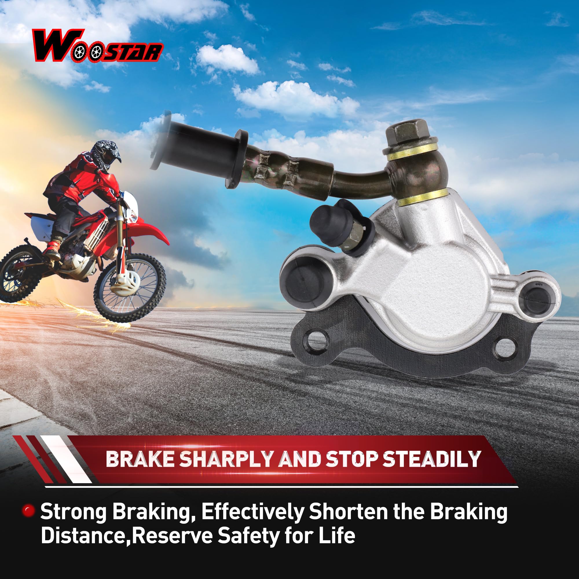 WOOSTAR Pinza Disco Freno Delantero Moto Palanca de Freno Reemplazo para 2 Tiempos 43cc 47cc 49cc Mini Pocket Bike Dirt Bike Mini Chopper Scooter