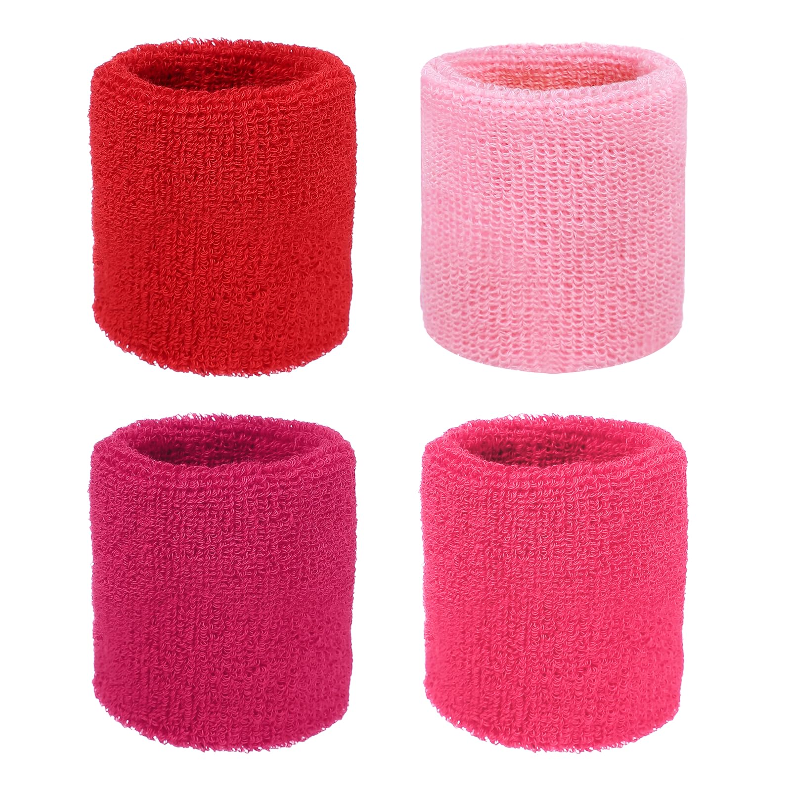 YELARXI Wristbands Sweatbands, Wrist Bands for Sweat Sports Wristbands 3x3 in & 4 Pack & Scarlet/Pink/Rose Red/Light Rose Red-Fitting for (Tennis/Basketball/Football/Men & Women) โ image 1