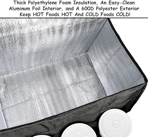 Miniatura 6 de FRESHIE Bolsa térmica para entrega de alimentos con portavasosbebidas premium, para Doordash, Uber Eats, Grubhub, bolsa de pizza, catering, bebidas,