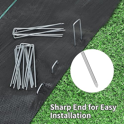 Miniatura 3 de CEWOR Paquete de 500 grapas de paisaje, estacas de calibre 11 de 6 pulgadas, estacas de jardín galvanizadas, grapas de paisajismo y pasadores SOD,