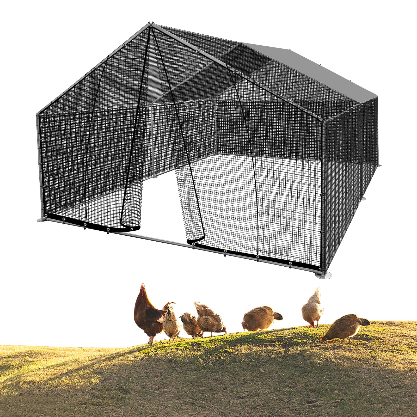 Kapler Kurnik zewnętrzny ocynkowany kurnik 4 x 3 x 2 m-XL z kurczakiem z materiału zimowego