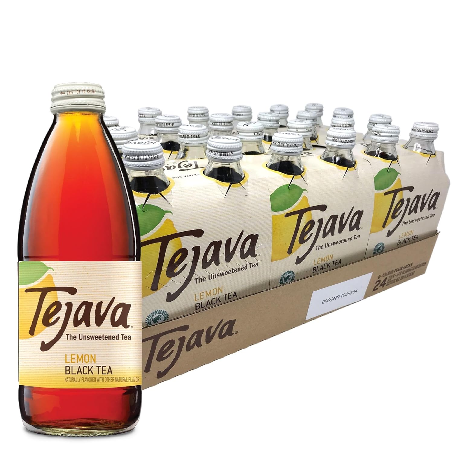 Tejava Lemon Black Iced Tea, 24 Pack, 12oz Glass Bottles