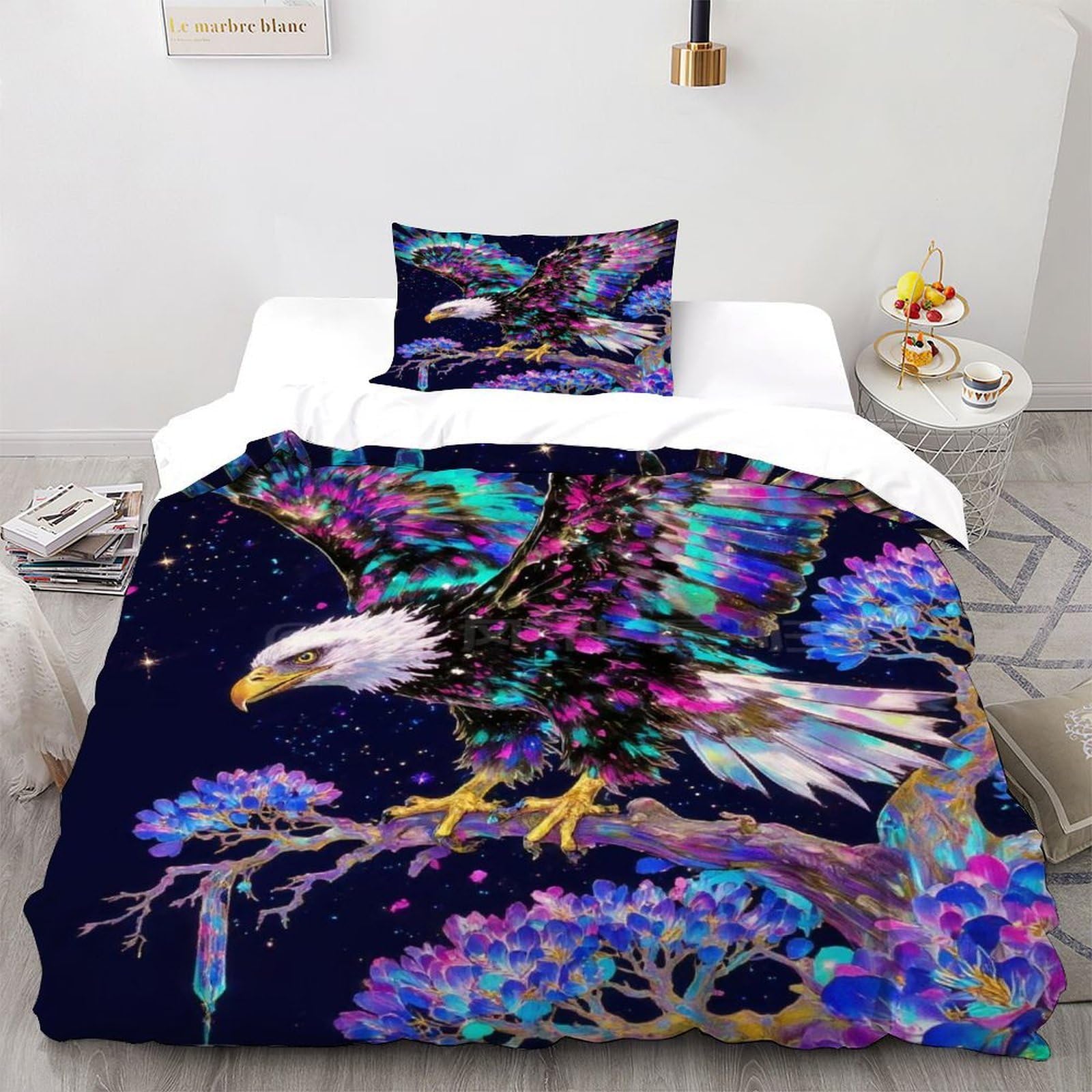 Housse de couette aesthetic sky animal pour chambre d'ado parure de lit simple 135x200 cosy