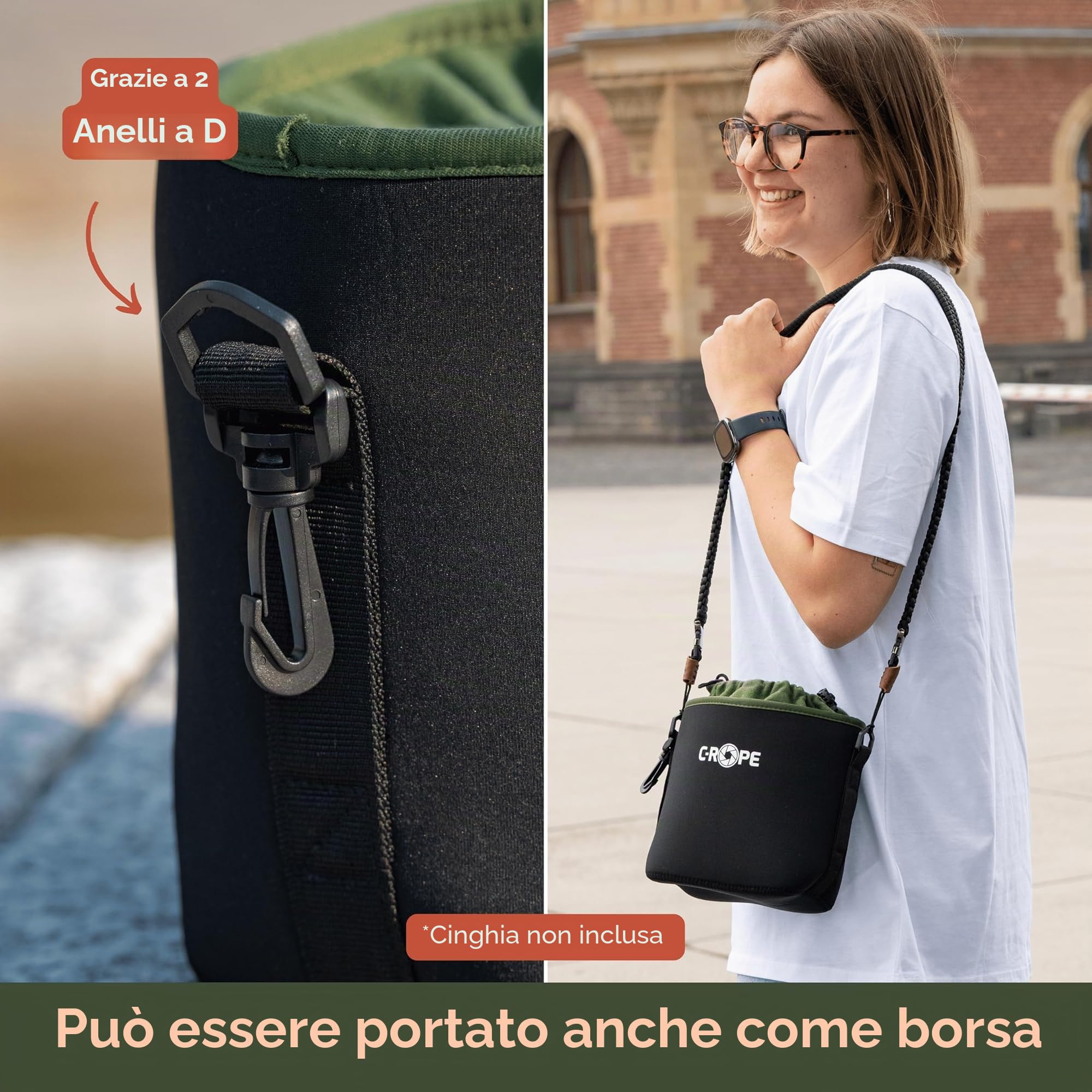 C-Rope Borsa per fotocamera in neoprene, custodia in neoprene con imbottitura in pile, impermeabile, accessori per fotocamera