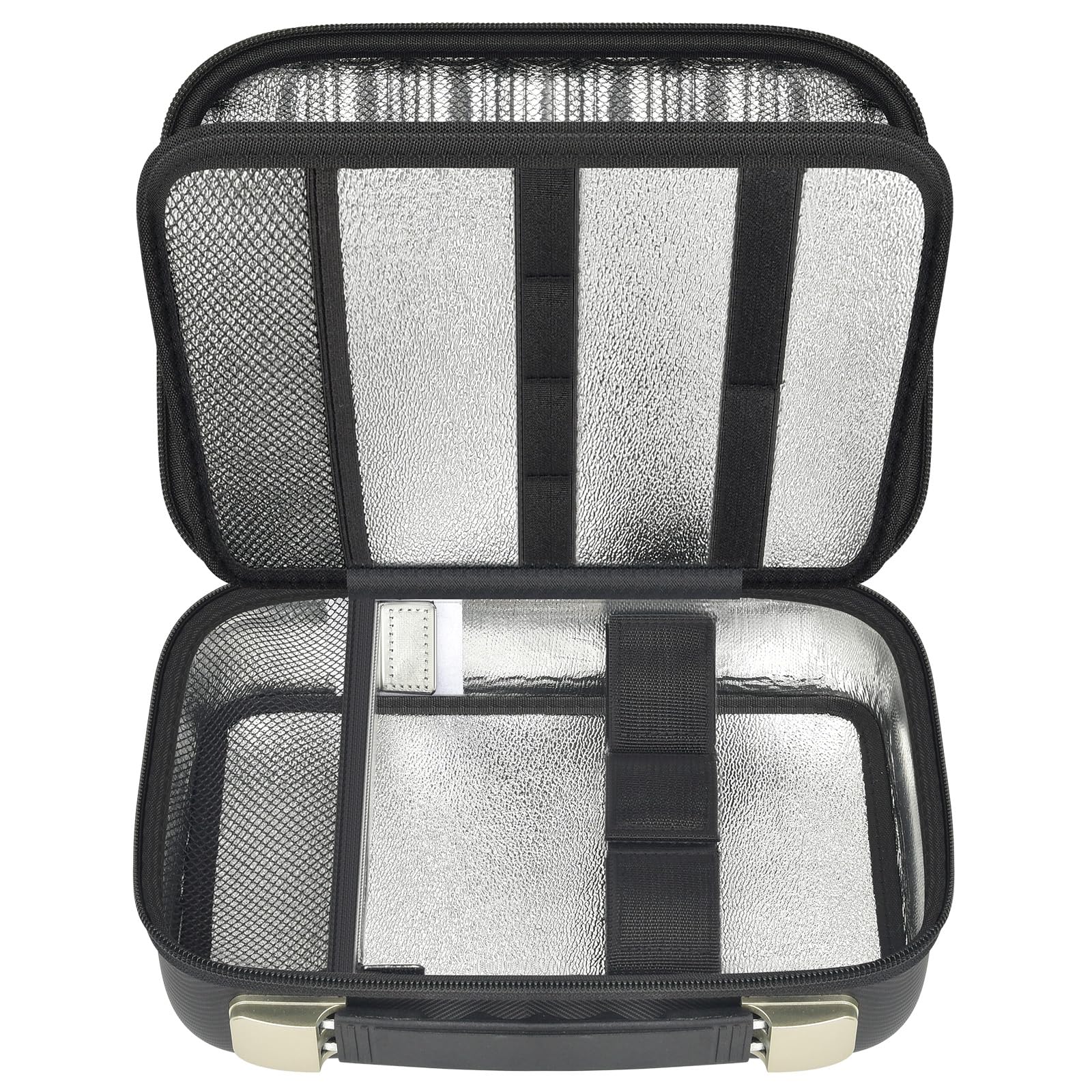 ANKHOH Friseurtasche mit leicht reinigen Aluminiumfolie Futter, Harte Eva Organizer Tasche für 3 Clippers & 4 Scheren, passt für Wahl/für Andis/für Ufree und die meisten Trimmer (Black) (schwarz)