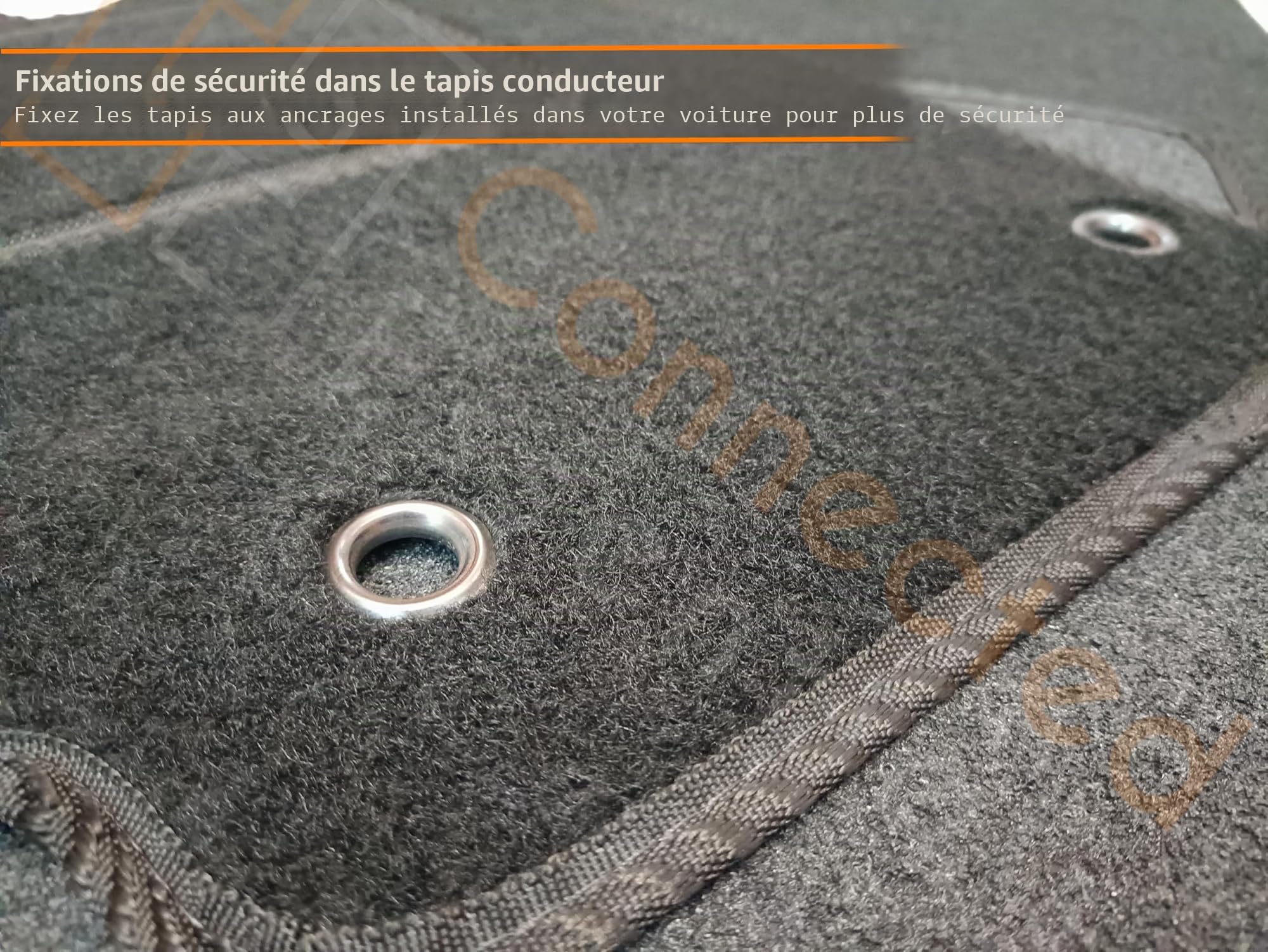 Tapis de voiture sur mesure pour Hyundai Tucson 2021-2025 hybride - Lot de 4 tapis de sol noirs avec bordure noire et 2 clips de sécurité