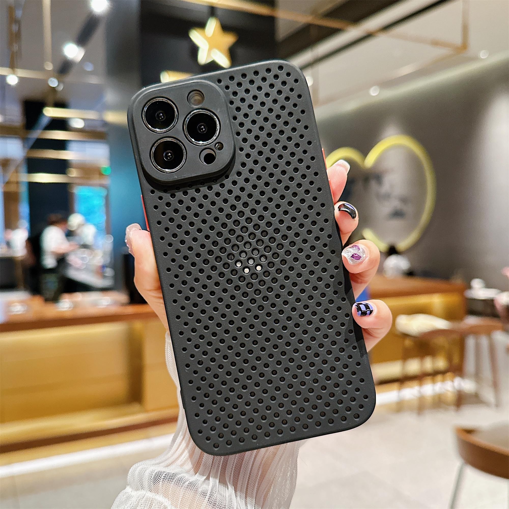 ADCOOG Designed for iPhone 11 Pro Max Case, Breathable Heat Dissipation Phone Case with Cellular Hole Full Back Camera Lens Protection Ultra Slim TPU Cover Anti Fingerprint Anti Scratch Case-Black