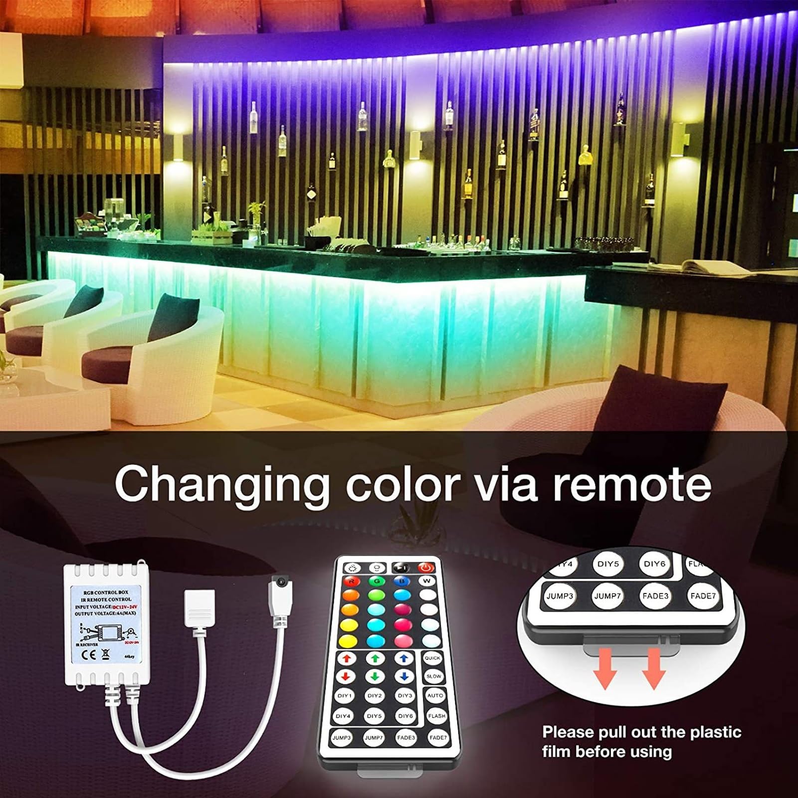 DIY Ha Portato Luci Per La TV, Multi-mode Ha Portato Striscia Di Luci Con 44 Tasti Di Controllo Remoto Facile Installare Cuttable Può Essere Utilizzato In Ristorante, Bar, Camera Letto, Sfondo TV(30m)
